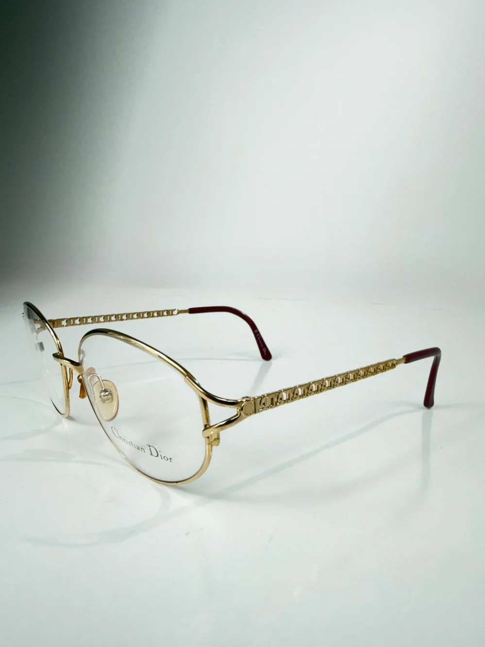 VTG Christian Dior CD 2045A 46F Gold Monogram Chain Link Frames Full VFC Set